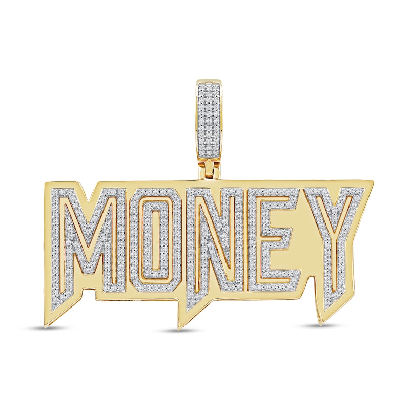 Main Image 1 of 1 CT. T.W. Diamond &quot;MONEY&quot; Necklace Charm in 10K Gold