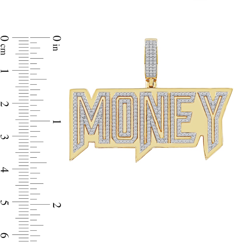 Main Image 3 of 1 CT. T.W. Diamond &quot;MONEY&quot; Necklace Charm in 10K Gold