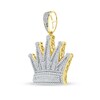 Thumbnail Image 2 of 1-1/5 CT. T.W. Baguette and Round Diamond Crown Necklace Charm in 10K Gold