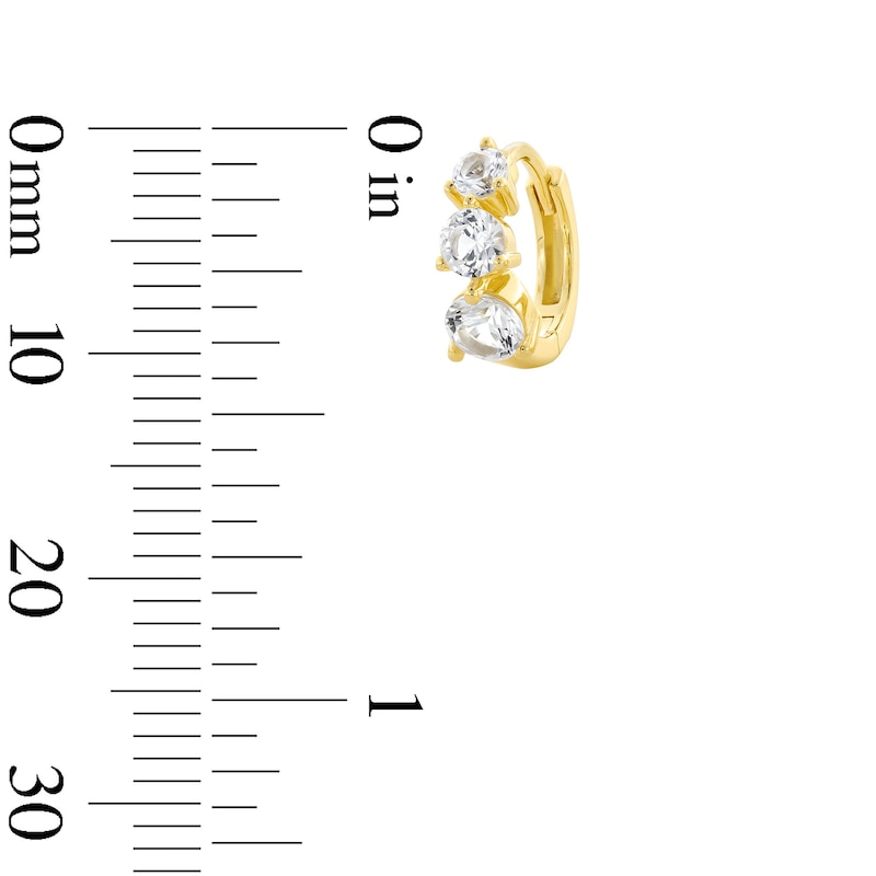 Main Image 5 of White Lab-Created Sapphire Three Piece Hoop Earrings Set in Sterling Silver with 18K Gold Plate