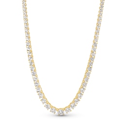 Graduated White Lab-Created Sapphire Riviera Tennis Necklace in Sterling Silver with 18K Gold Plate