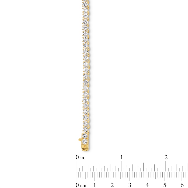 Main Image 2 of Graduated White Lab-Created Sapphire Riviera Tennis Necklace in Sterling Silver with 18K Gold Plate