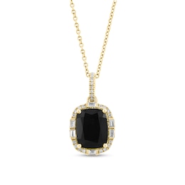 EFFY™ Collection Elongated Cushion-Cut Onyx and 1/5 CT. T.W. Diamond Frame Pendant in 14K Gold