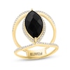 Thumbnail Image 1 of EFFY™ Collection Marquise-Cut Onyx and 1/3 CT. T.W. Diamond Frame Open Shank Orbit Ring in 14K Gold