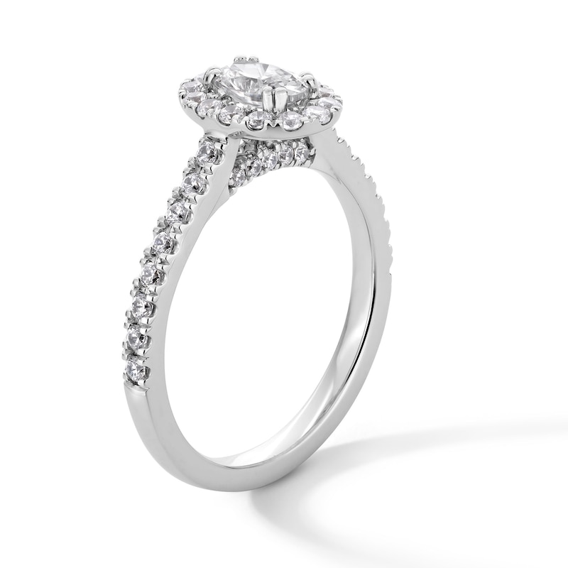 Main Image 3 of 1 CT. T.W. Oval Certified Lab-Created Diamond Frame Engagement Ring in 14K White Gold (F/SI2)