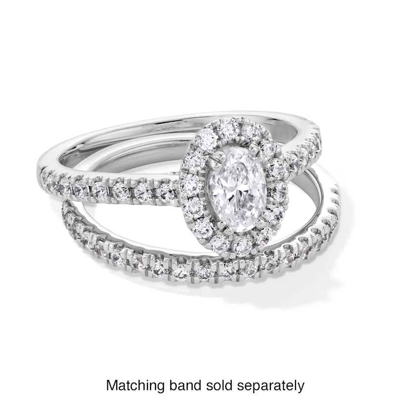 Main Image 4 of 1 CT. T.W. Oval Certified Lab-Created Diamond Frame Engagement Ring in 14K White Gold (F/SI2)