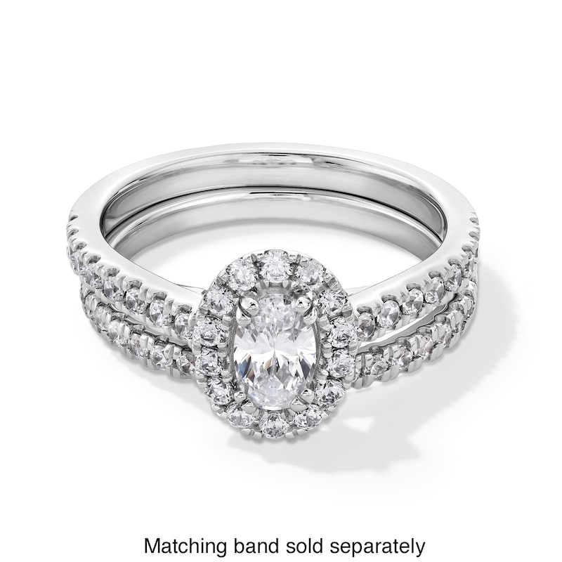 Main Image 5 of 1 CT. T.W. Oval Certified Lab-Created Diamond Frame Engagement Ring in 14K White Gold (F/SI2)