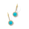 Thumbnail Image 1 of 7.0mm Turquoise and White Lab-Created Sapphire Flower Frame Drop Earrings in Sterling Silver with 18K Gold Plate