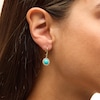 Thumbnail Image 2 of 7.0mm Turquoise and White Lab-Created Sapphire Flower Frame Drop Earrings in Sterling Silver with 18K Gold Plate