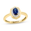 Thumbnail Image 1 of EFFY™ Collection Oval Blue Sapphire and 1/15 CT. T.W. Diamond Frame Ring in 14K Gold