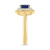 Thumbnail Image 2 of EFFY™ Collection Oval Blue Sapphire and 1/15 CT. T.W. Diamond Frame Ring in 14K Gold