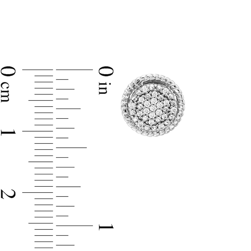 Main Image 2 of 1/5 CT. T.W. Multi-Diamond Rope-Textured Frame Stud Earrings in 10K White Gold