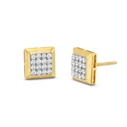 1/2 CT. T.W. Square-Shaped Multi-Diamond Frame Stud Earrings in 10K Gold