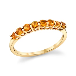 Citrine Eight Stone Ring in 14K Gold