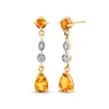 Thumbnail Image 1 of Pear-Shaped and Round Citrine with 1/20 CT. T.W. Diamond Drop Earrings in 14K Gold