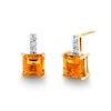 Thumbnail Image 1 of 6.0mm Princess-Cut Citrine and 1/20 CT. T.W. Diamond Drop Earrings in 14K Gold