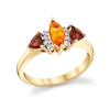 Thumbnail Image 1 of Marquise-Cut Citrine and Trillion-Cut Garnet with 1/20 CT. T.W. Diamond Collar Ring in 10K Gold