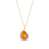 Thumbnail Image 1 of Pear-Shaped Citrine and 1/10 CT. T.W. Diamond Curved Drop Pendant in 10K Gold