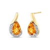 Thumbnail Image 1 of Pear-Shaped Citrine and 1/8 CT. T.W. Diamond Curved Drop Earrings in 10K Gold