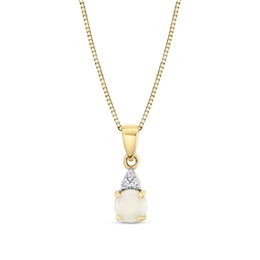 5.0mm Opal and Diamond Accent Tri-Top Pendant in 14K Gold