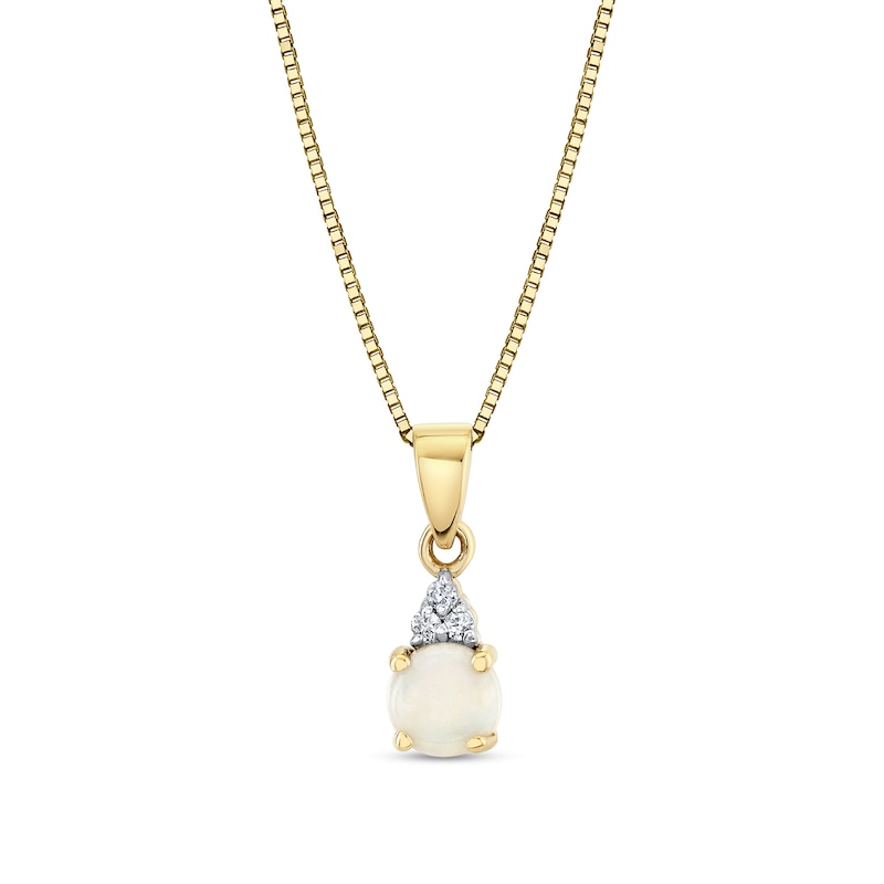 Main Image 1 of 5.0mm Opal and Diamond Accent Tri-Top Pendant in 14K Gold