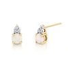 Thumbnail Image 1 of 4.0mm Opal and 1/20 CT. T.W. Diamond Tri-Top Stud Earrings in 14K Gold