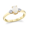 Thumbnail Image 1 of Oval Opal and Diamond Accent Pear-Sides Ring in 10K Gold