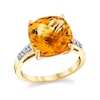 Thumbnail Image 1 of 12.0mm Cushion-Shaped Citrine and 1/15 CT. T.W. Diamond Ring in 14K Gold