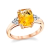 Thumbnail Image 1 of Elongated Cushion-Cut Citrine and 1/10 CT. T.W. Diamond Tri-Sides Ring in 14K Rose Gold