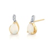 Thumbnail Image 1 of Pear-Shaped Opal and Diamond Accent Curved Drop Earrings in 14K Gold