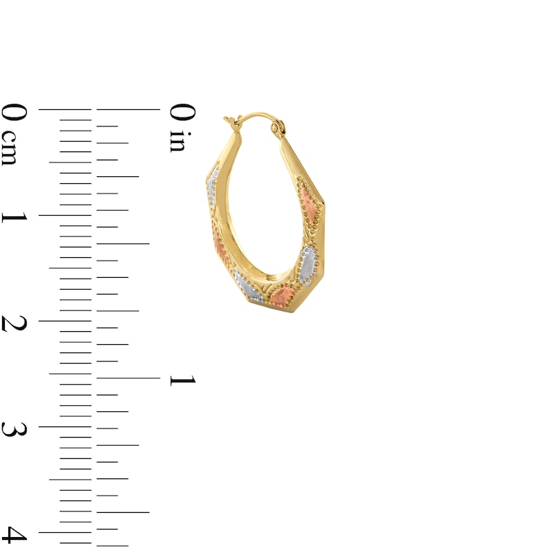 Main Image 3 of 30.0mm Octagonal Hoop Earrings in Hollow 14K Tri-Tone Gold