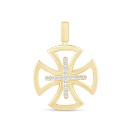 1/4 CT. T.W. Diamond Maltese Cross Necklace Charm in 10K Gold