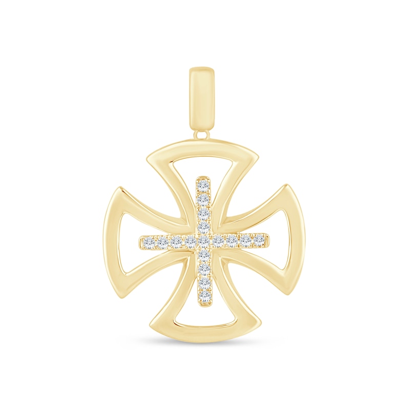 Main Image 1 of 1/4 CT. T.W. Diamond Maltese Cross Necklace Charm in 10K Gold