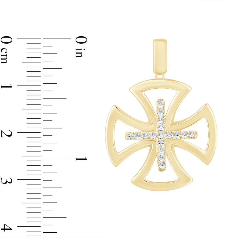 Main Image 4 of 1/4 CT. T.W. Diamond Maltese Cross Necklace Charm in 10K Gold