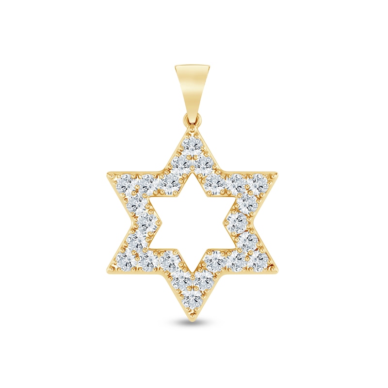 Main Image 1 of 1-3/8 CT. T.W. Diamond Star of David Necklace Charm in 10K Gold