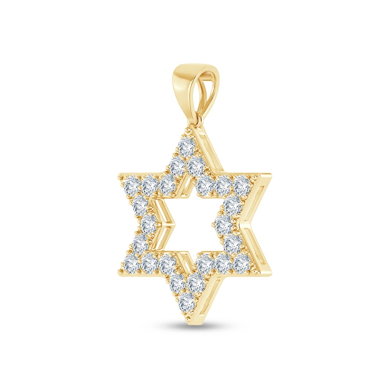 Main Image 3 of 1-3/8 CT. T.W. Diamond Star of David Necklace Charm in 10K Gold