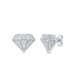 1/3 CT. T.W. Diamond Faceted Diamond-Shaped Stud Earrings in 10K White Gold