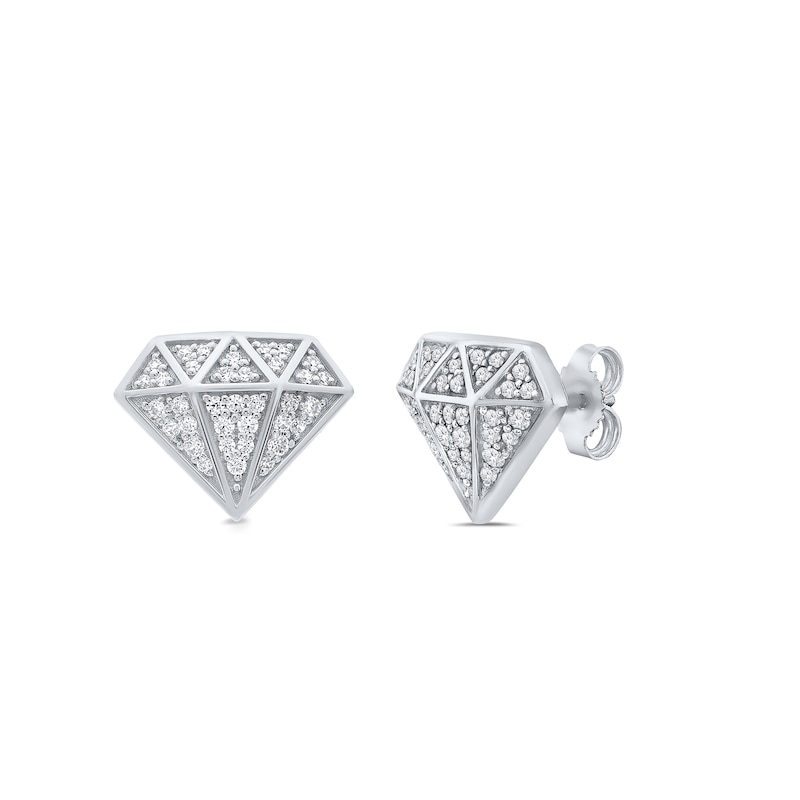 Main Image 1 of 1/3 CT. T.W. Diamond Faceted Diamond-Shaped Stud Earrings in 10K White Gold