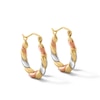 Thumbnail Image 1 of 19.0mm Twist Hoop Earrings in Hollow 14K Tri-Tone Gold