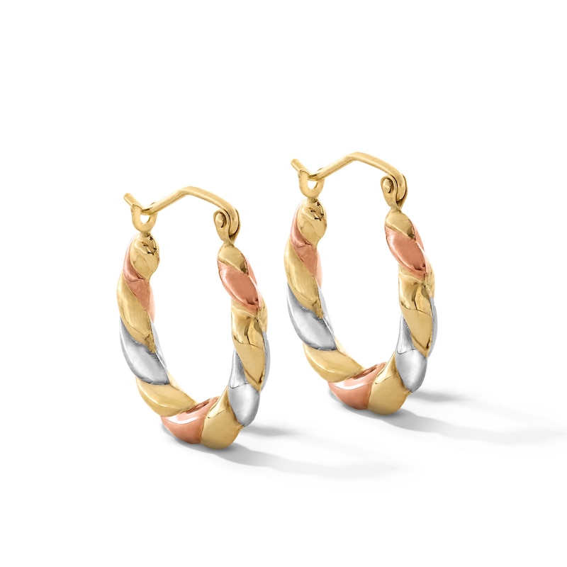 Main Image 1 of 19.0mm Twist Hoop Earrings in Hollow 14K Tri-Tone Gold