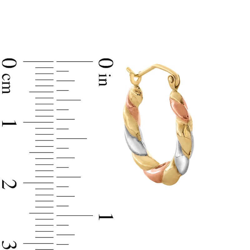 Main Image 2 of 19.0mm Twist Hoop Earrings in Hollow 14K Tri-Tone Gold