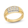 Thumbnail Image 1 of 3/4 CT. T.W. Diamond Duo Multi-Row Grooved Shank Ring in 10K Gold