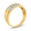 Thumbnail Image 2 of 3/4 CT. T.W. Diamond Duo Multi-Row Grooved Shank Ring in 10K Gold