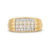 Thumbnail Image 3 of 3/4 CT. T.W. Diamond Duo Multi-Row Grooved Shank Ring in 10K Gold