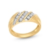 Thumbnail Image 1 of 1/2 CT. T.W. Diamond Channel-Set Triple Row Slant Ring in 10K Gold