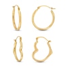 Thumbnail Image 1 of Tilted Heart and Round Hoop Earrings Set in Hollow 10K Gold