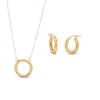 Thumbnail Image 1 of Polished Circle Necklace and Tube Hoop Earrings Set in 14K Gold