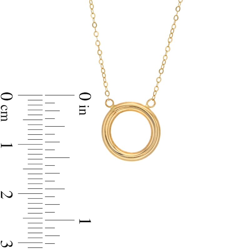 Main Image 4 of Polished Circle Necklace and Tube Hoop Earrings Set in 14K Gold