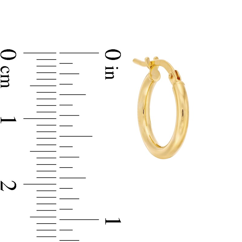 Main Image 4 of Polished and Diamond-Cut Hoop Earrings Set in Hollow 10K Gold