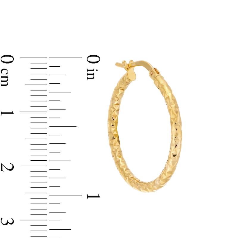 Main Image 5 of Polished and Diamond-Cut Hoop Earrings Set in Hollow 10K Gold